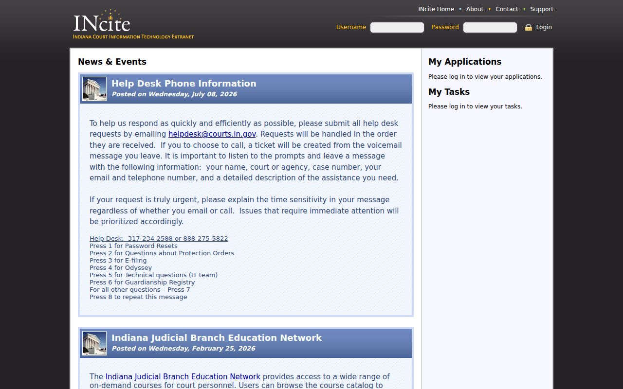 Indiana Courts online services portal