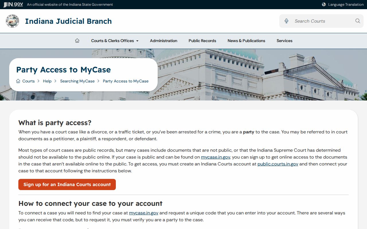 Jay County civil court docket party access instructions