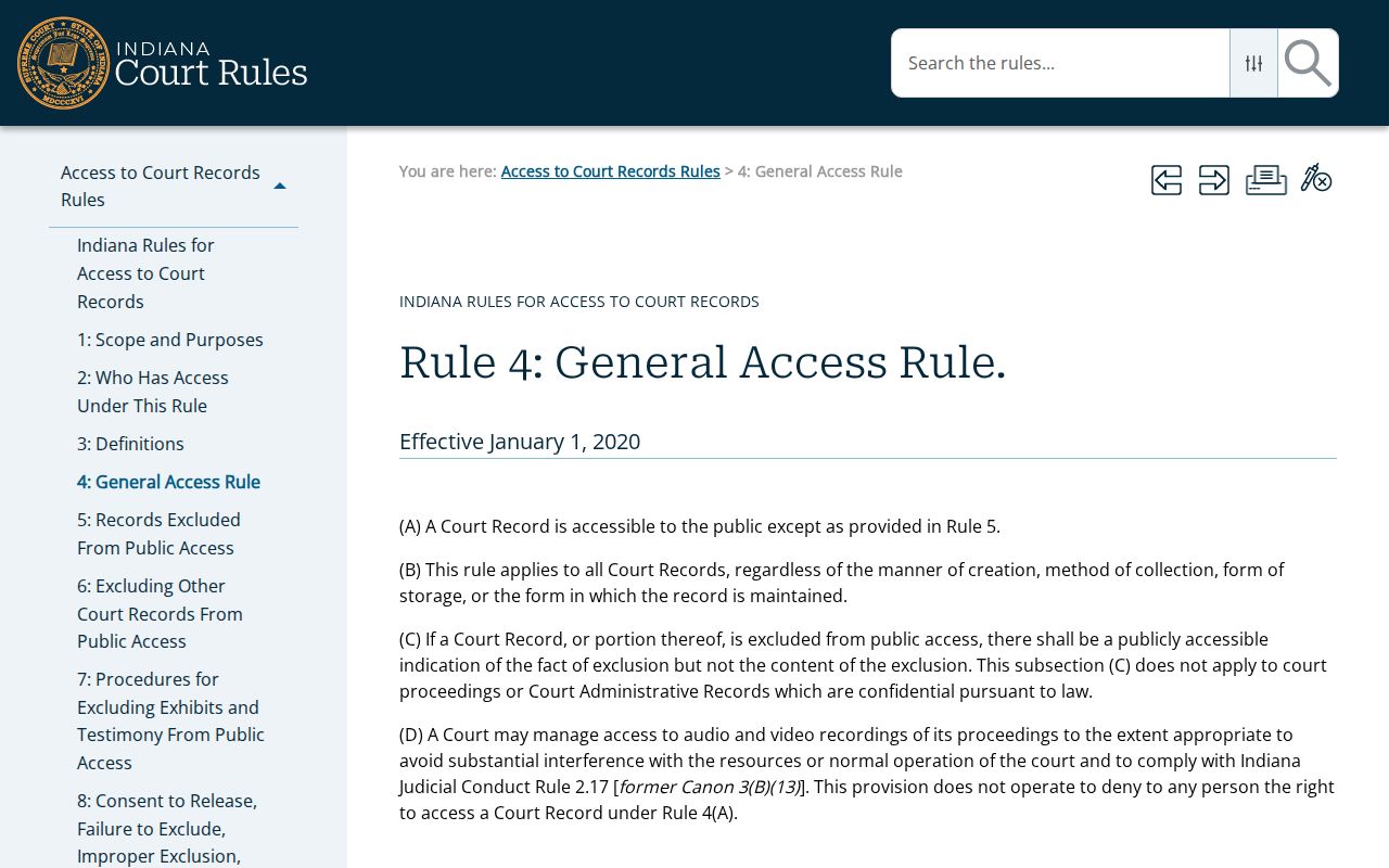 Jay County civil court docket public access presumption