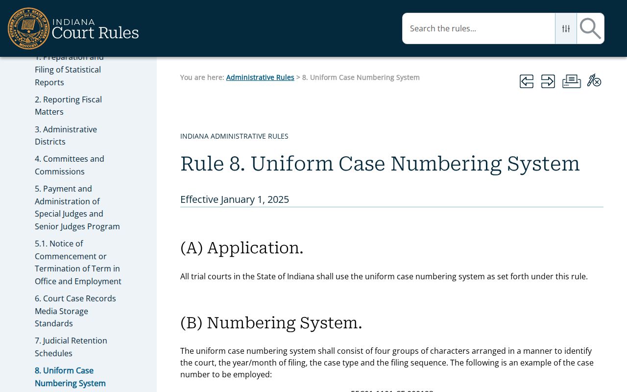 Jay County civil court docket case numbering rule