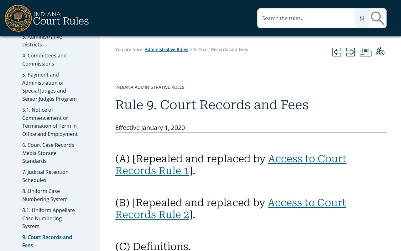 Jay County court records Administrative Rule 9