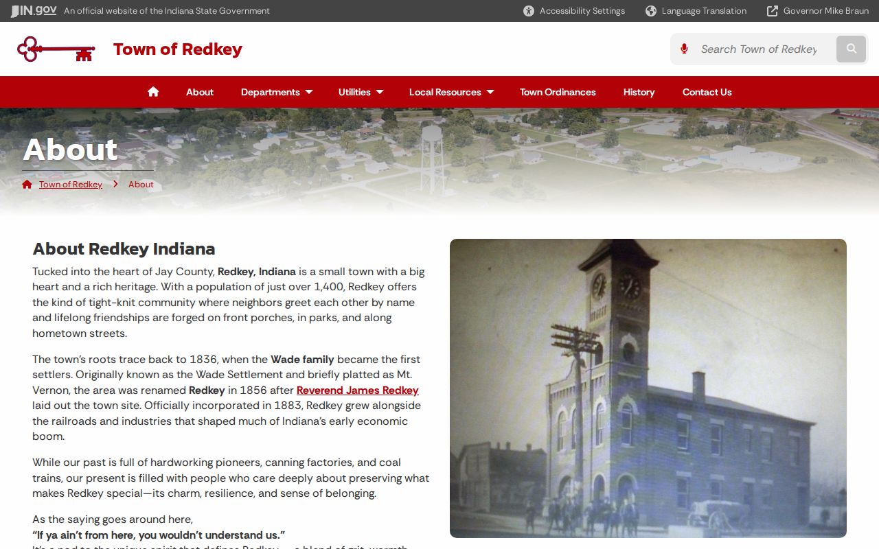 Redkey court docket and official town history