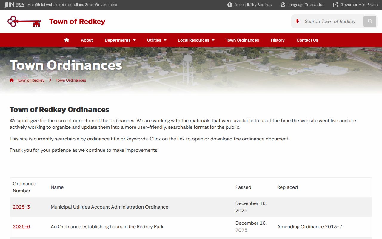 Redkey court docket and town ordinance library